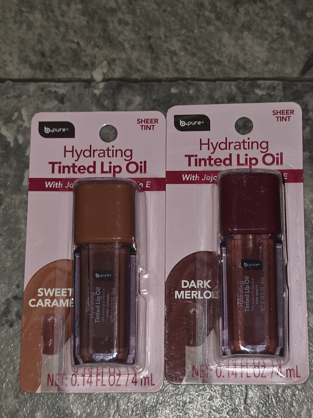 B Pure Hydrating Tinted Lip Oil - Sweet Caramel & Dark Merlot 0.14oz